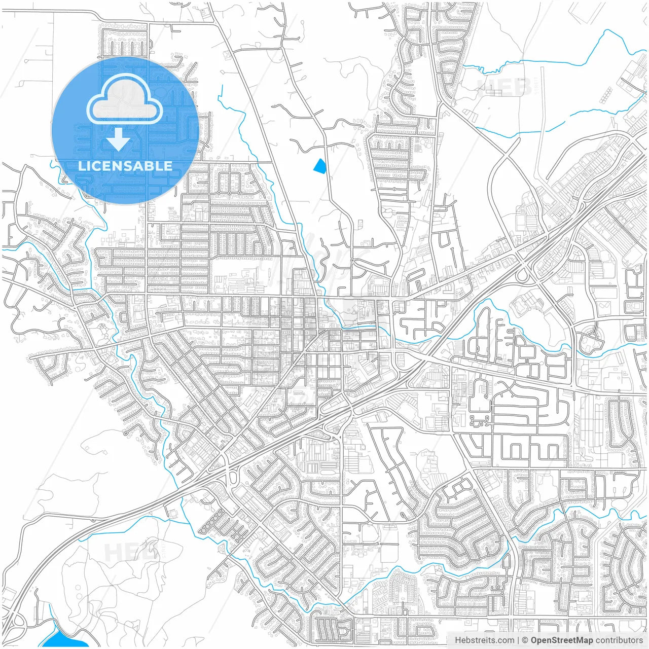 Vacaville, California, United States, city map with high resolution roads.