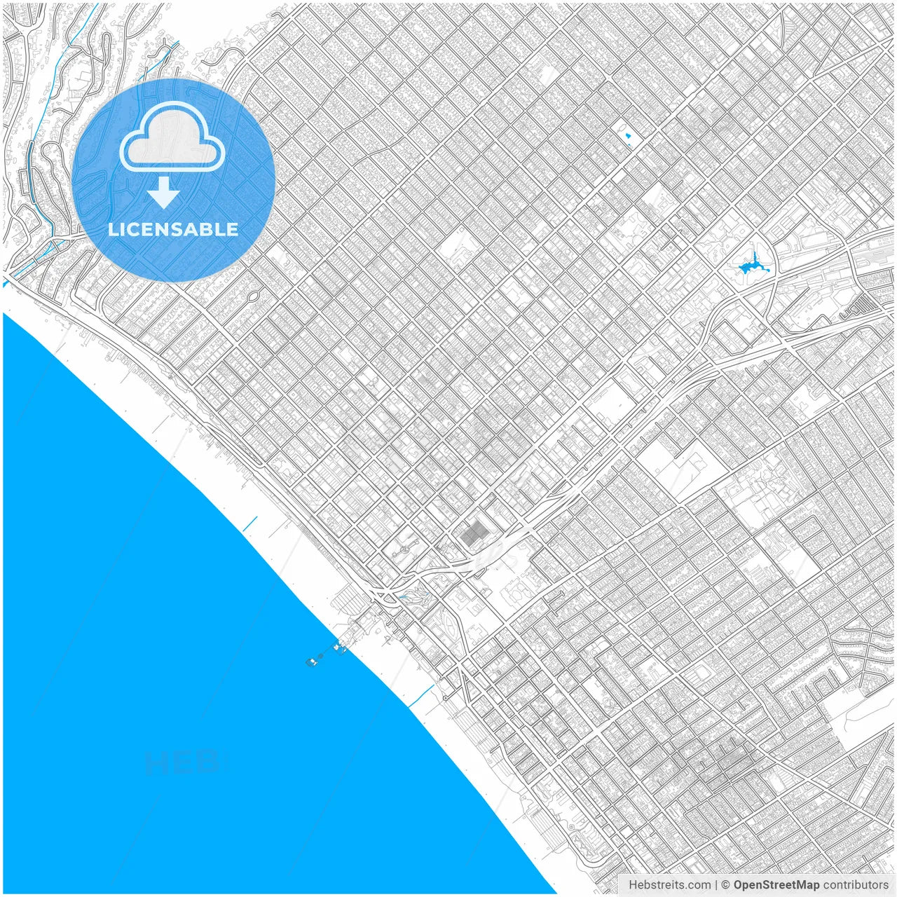 Santa Monica, California, United States, city map with high resolution roads.