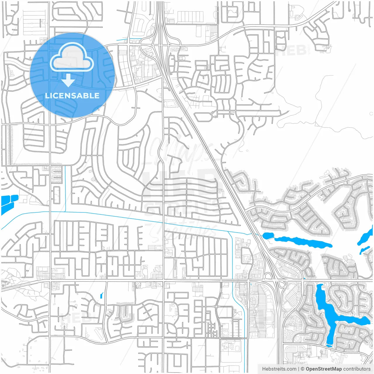 Menifee, California, United States, city map with high resolution roads.