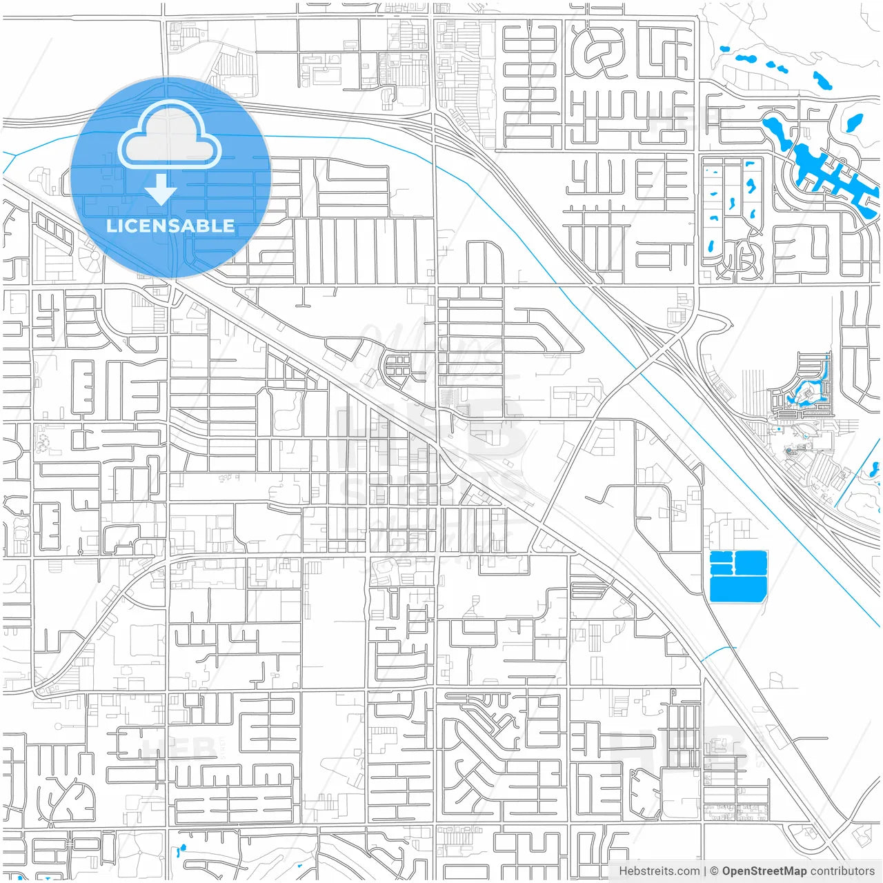 Indio, California, United States, city map with high resolution roads.
