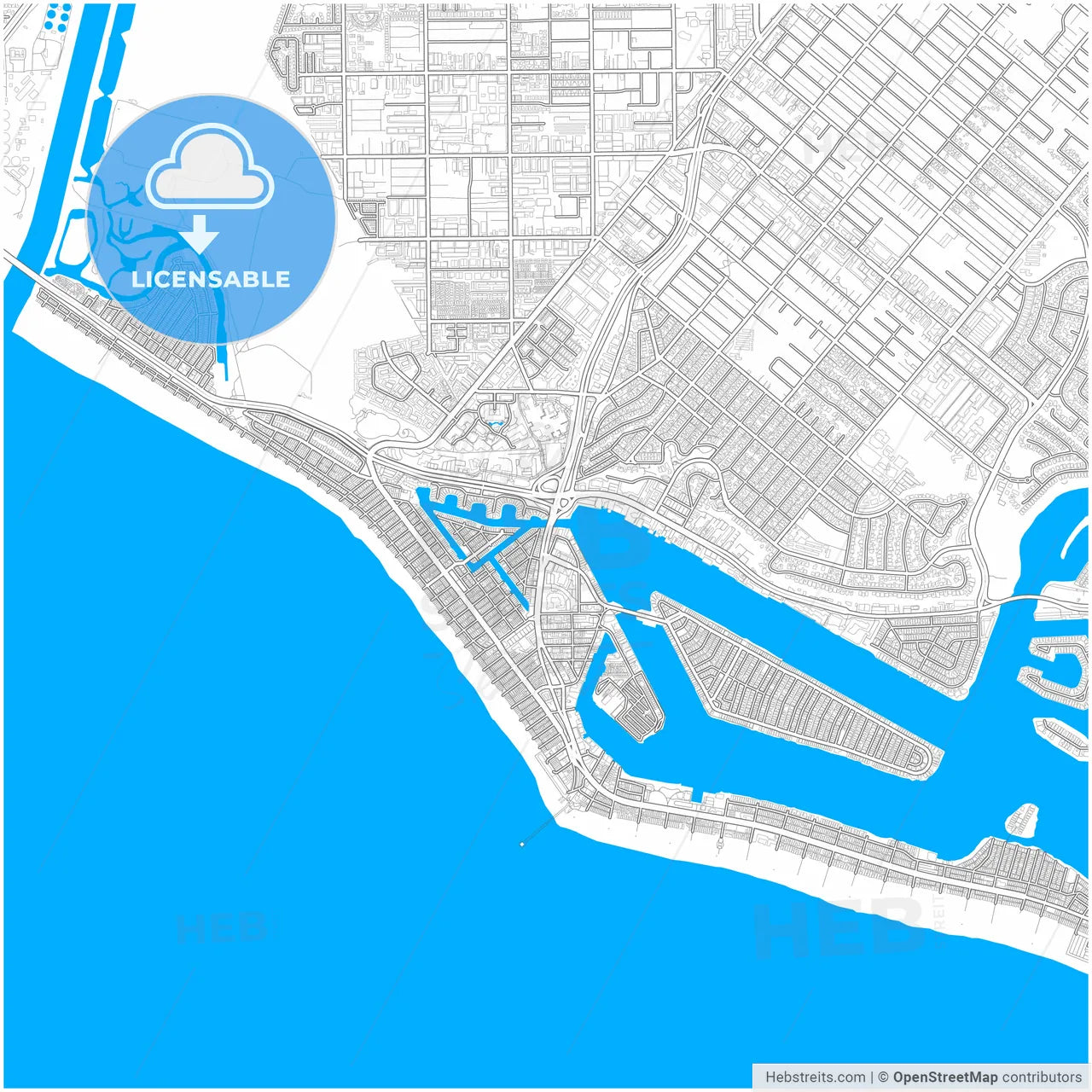 Newport Beach, California, United States, city map with high resolution roads.