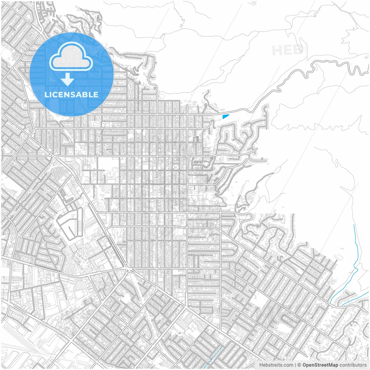 Whittier, California, United States, city map with high resolution roads.