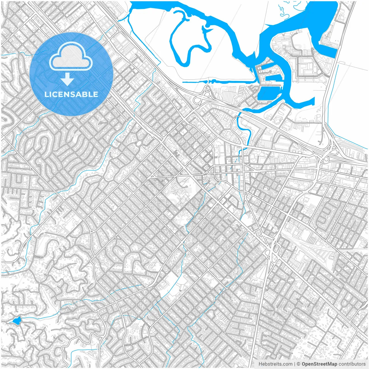 Redwood City, California, United States, city map with high resolution roads.