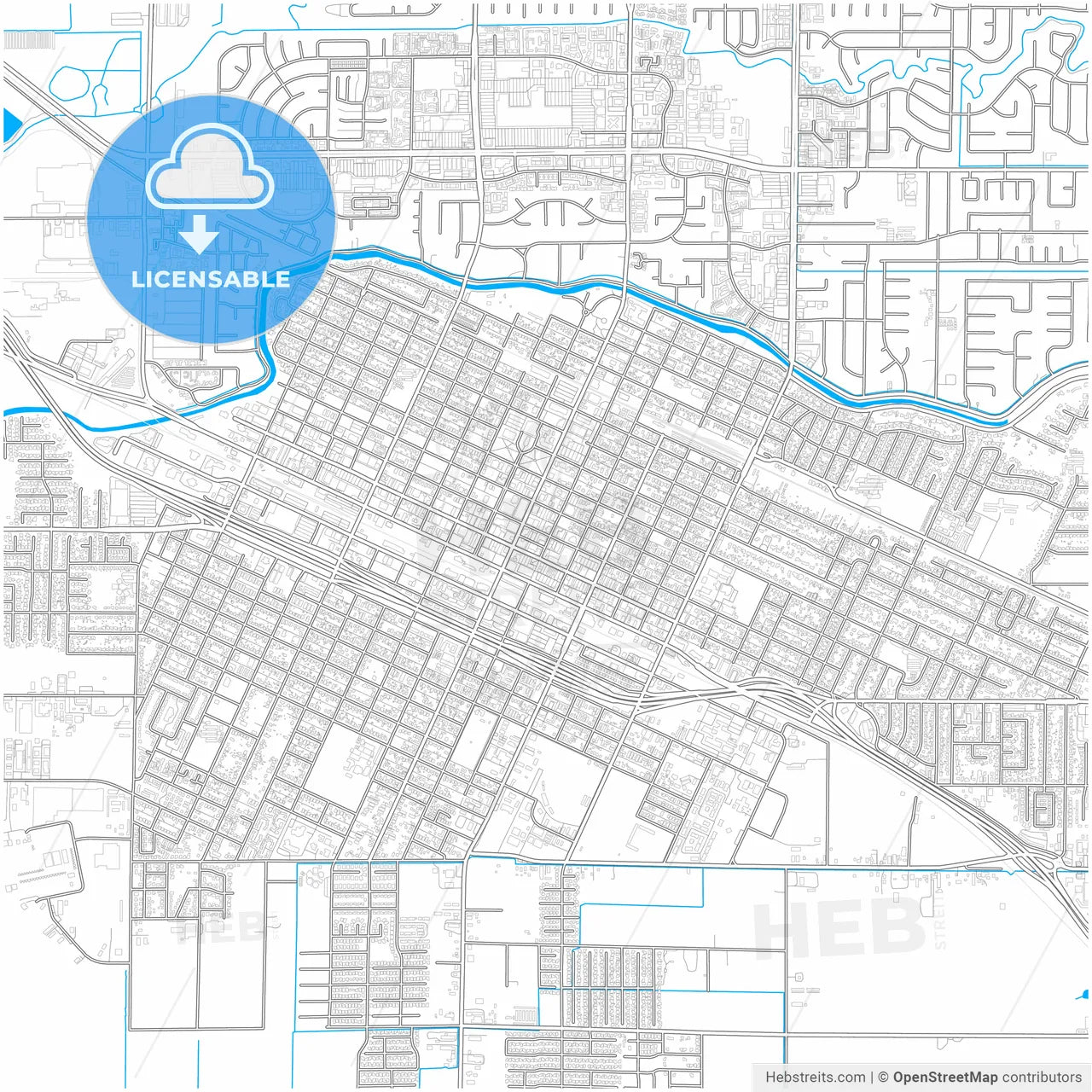 Merced, California, United States, city map with high resolution roads.