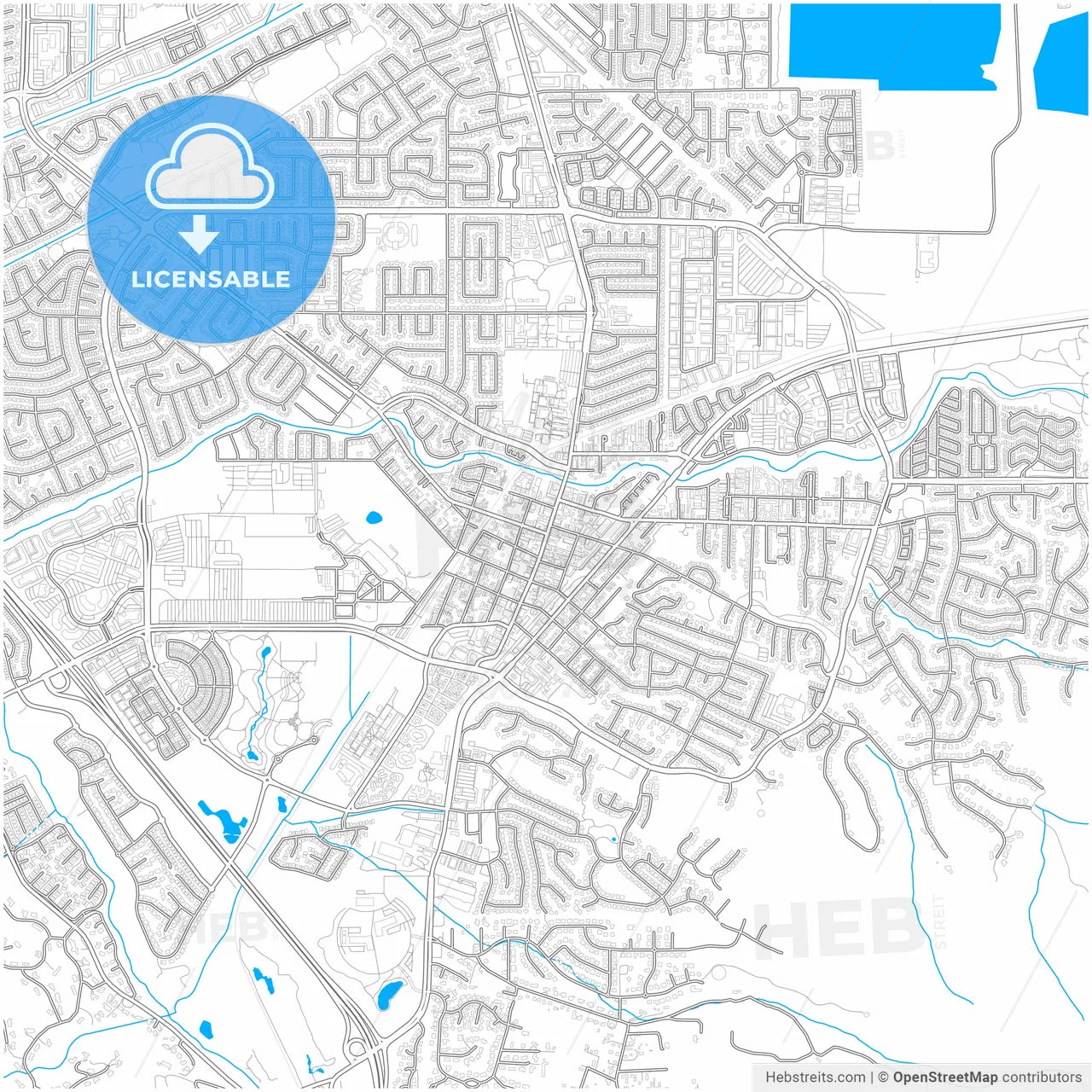 Pleasanton, California, United States, city map with high resolution roads.