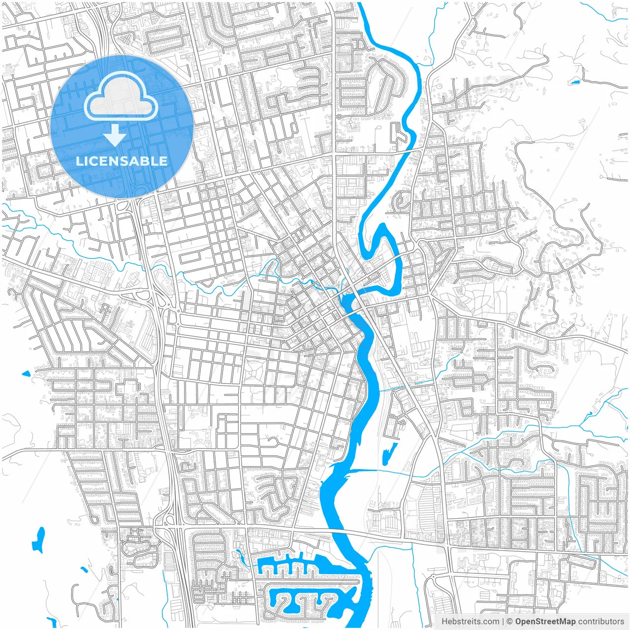 Napa, California, United States, city map with high resolution roads.