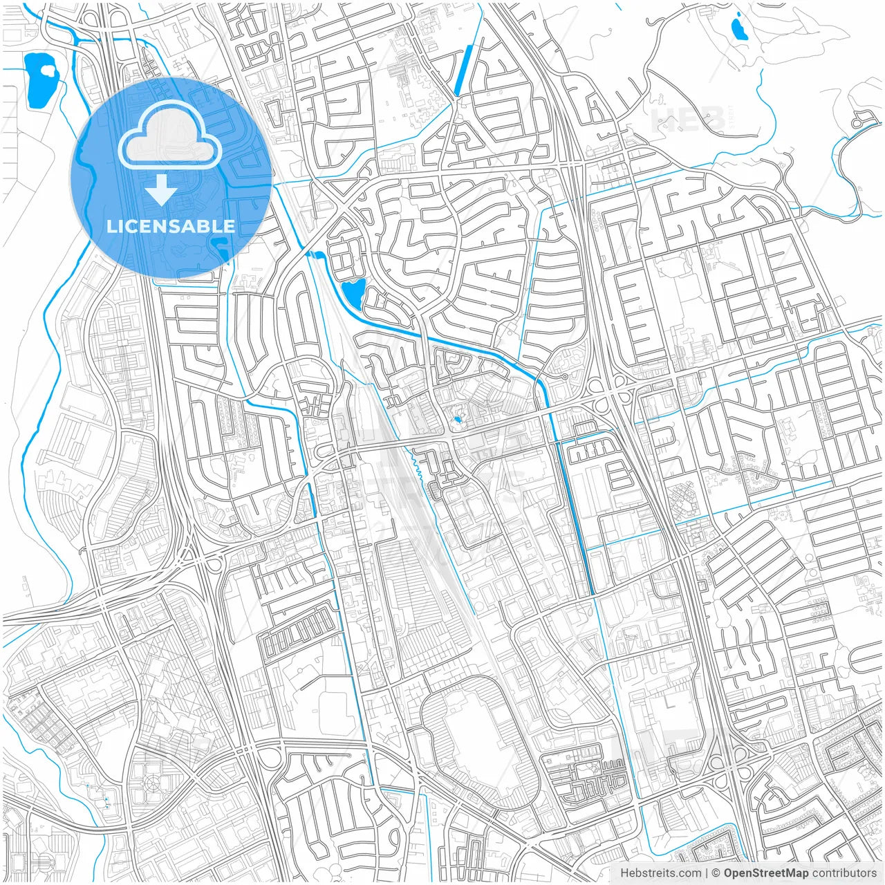Milpitas, California, United States, city map with high resolution roads.