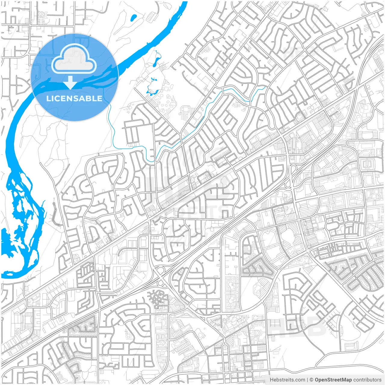 Rancho Cordova, California, United States, city map with high resolution roads.