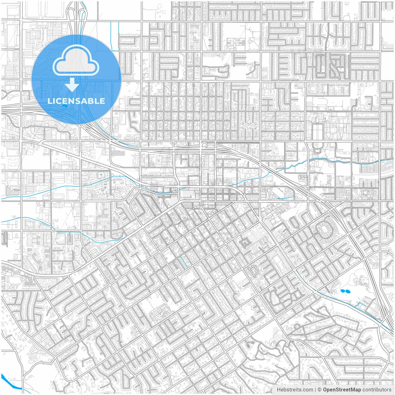 Redlands, California, United States, city map with high resolution roads.