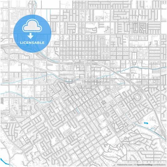 Redlands, California, United States, city map with high resolution roads.