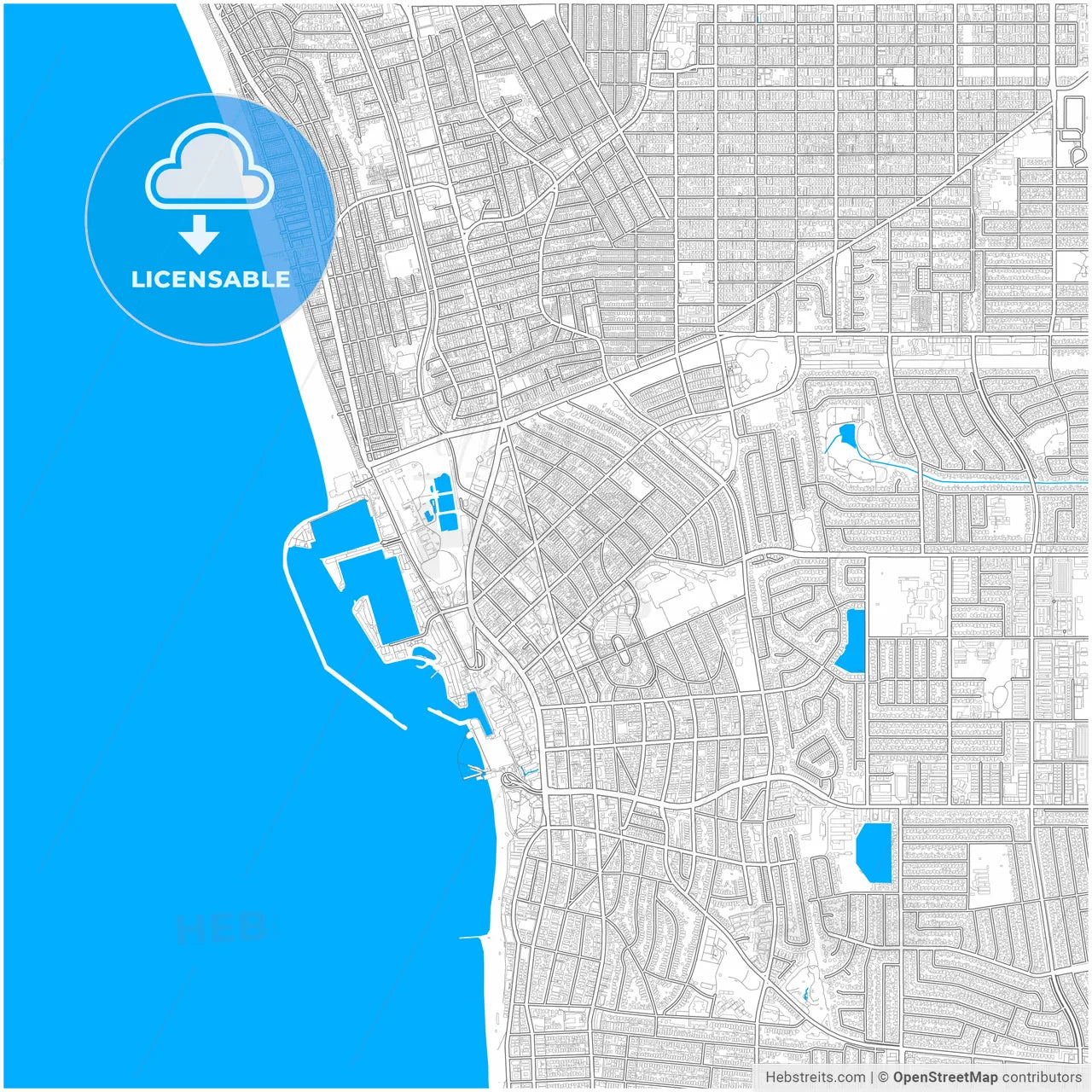 Redondo Beach, California, United States, city map with high resolution roads.
