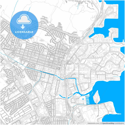 South San Francisco, California, United States, city map with high resolution roads.