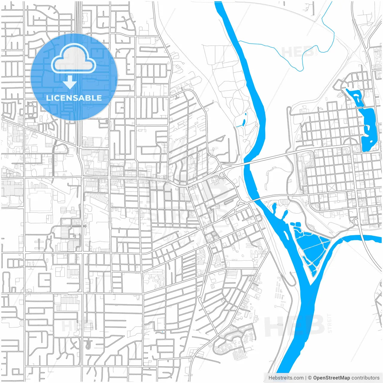 Yuba City, California, United States, city map with high resolution roads.