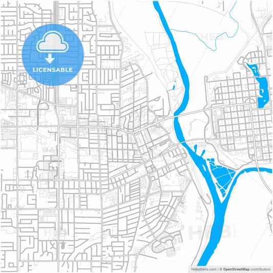 Yuba City, California, United States, city map with high resolution roads.