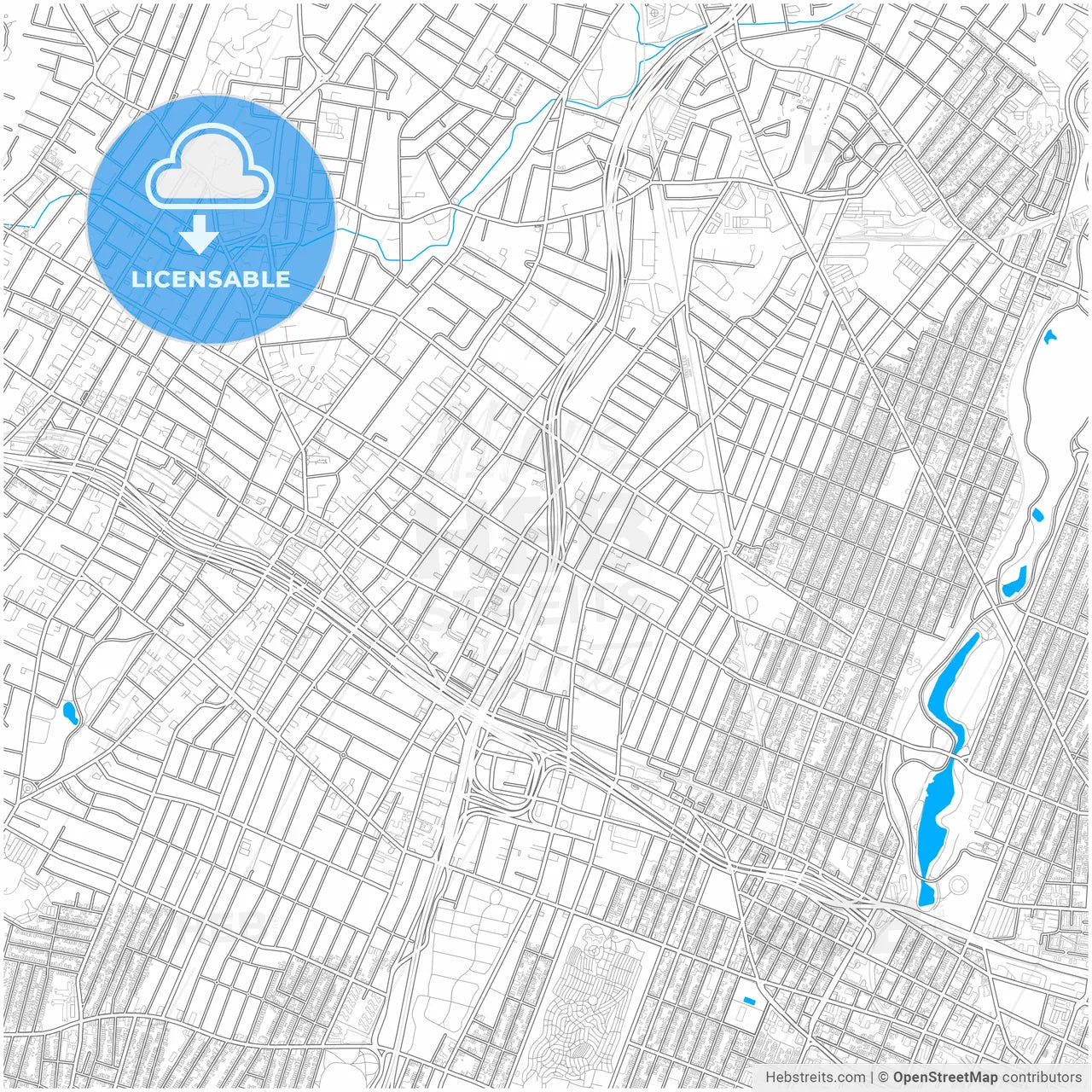 East Orange, New Jersey, United States, city map with high resolution roads.