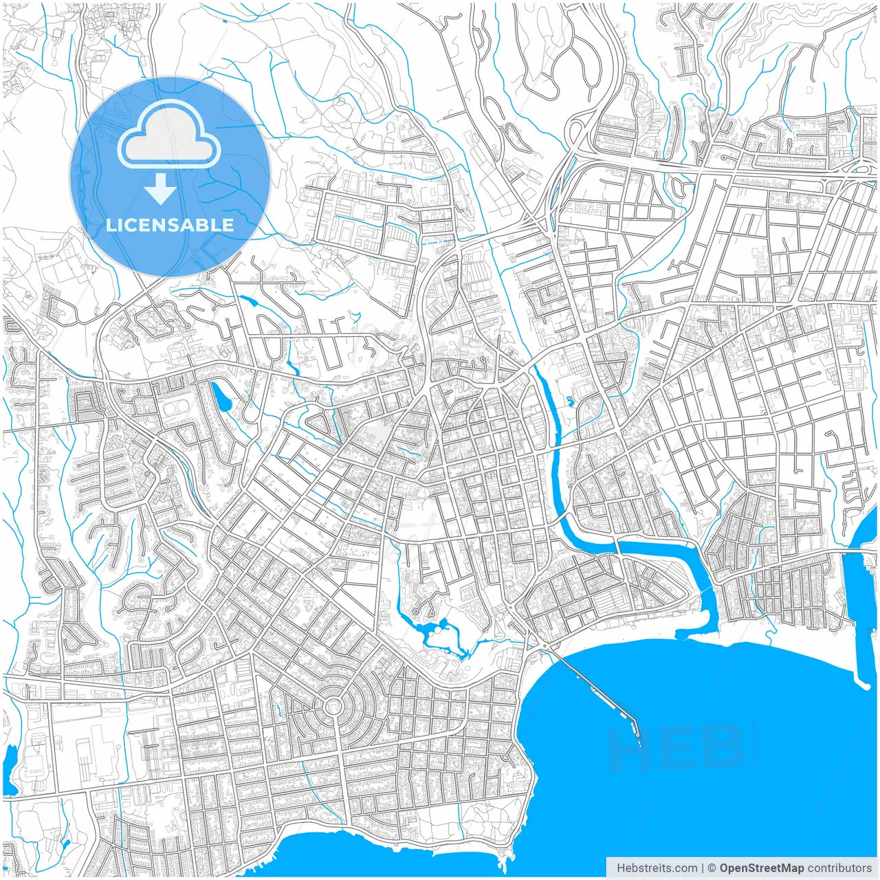 Santa Cruz, California, United States, city map with high resolution roads.