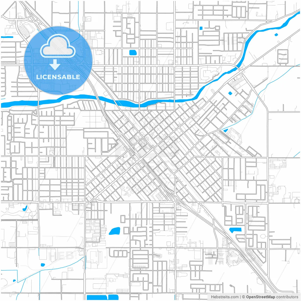 Madera, California, United States, city map with high resolution roads.