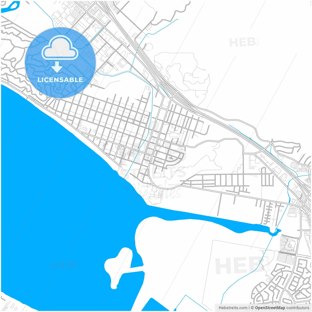 Lake Elsinore, California, United States, city map with high resolution roads.