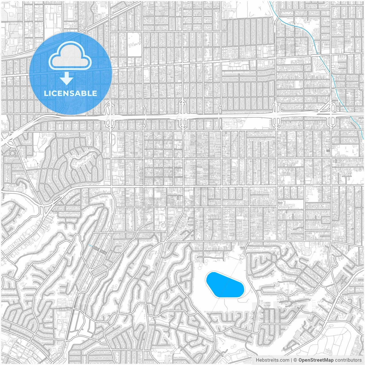Monterey Park, California, United States, city map with high resolution roads.