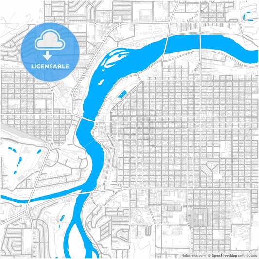 Great Falls, Montana, United States, city map with high resolution roads.