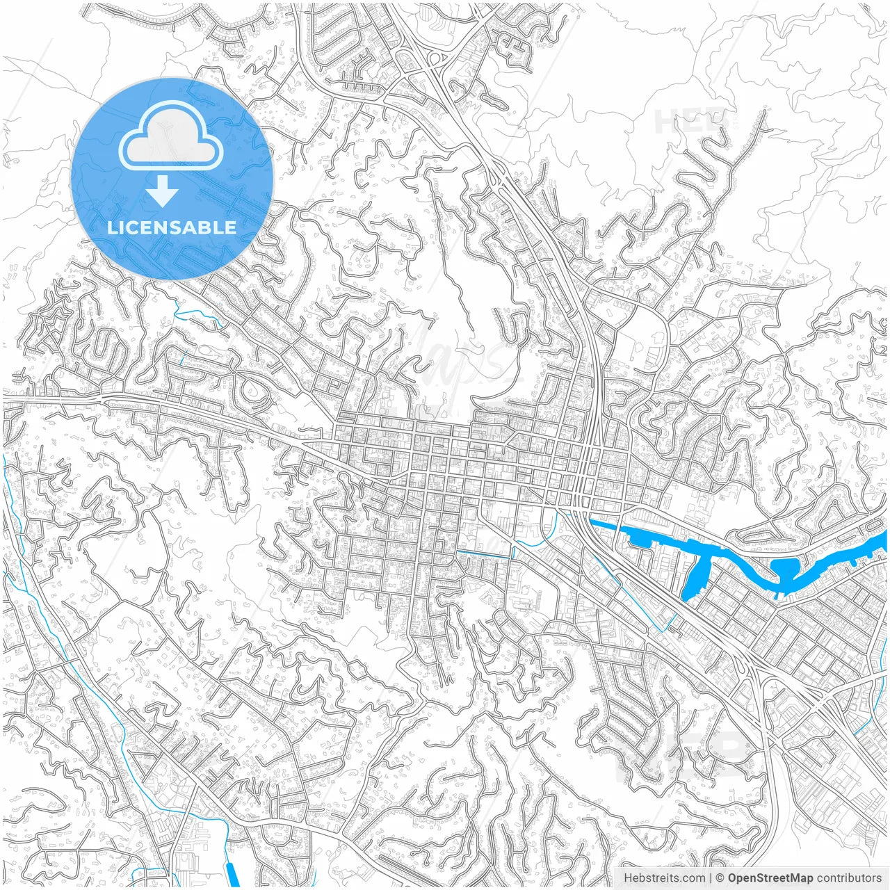 San Rafael, California, United States, city map with high resolution roads.