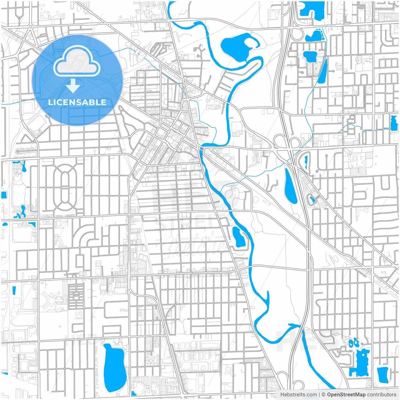 Des Plaines, Illinois, United States, city map with high resolution roads.