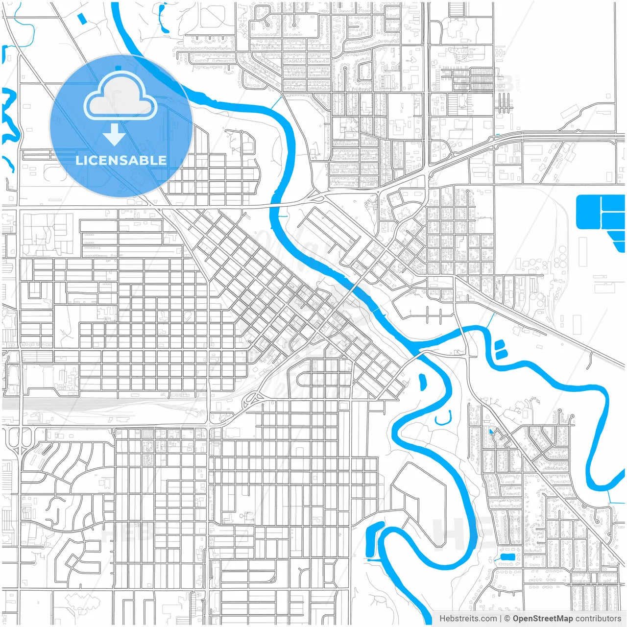 Grand Forks, North Dakota, United States, city map with high resolution roads.