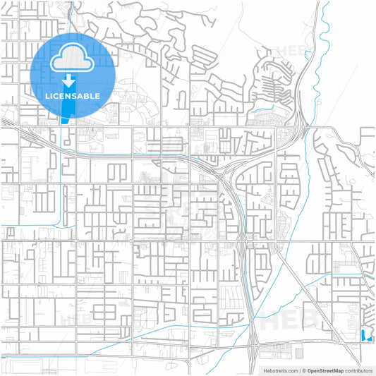 Highland, California, United States, city map with high resolution roads.