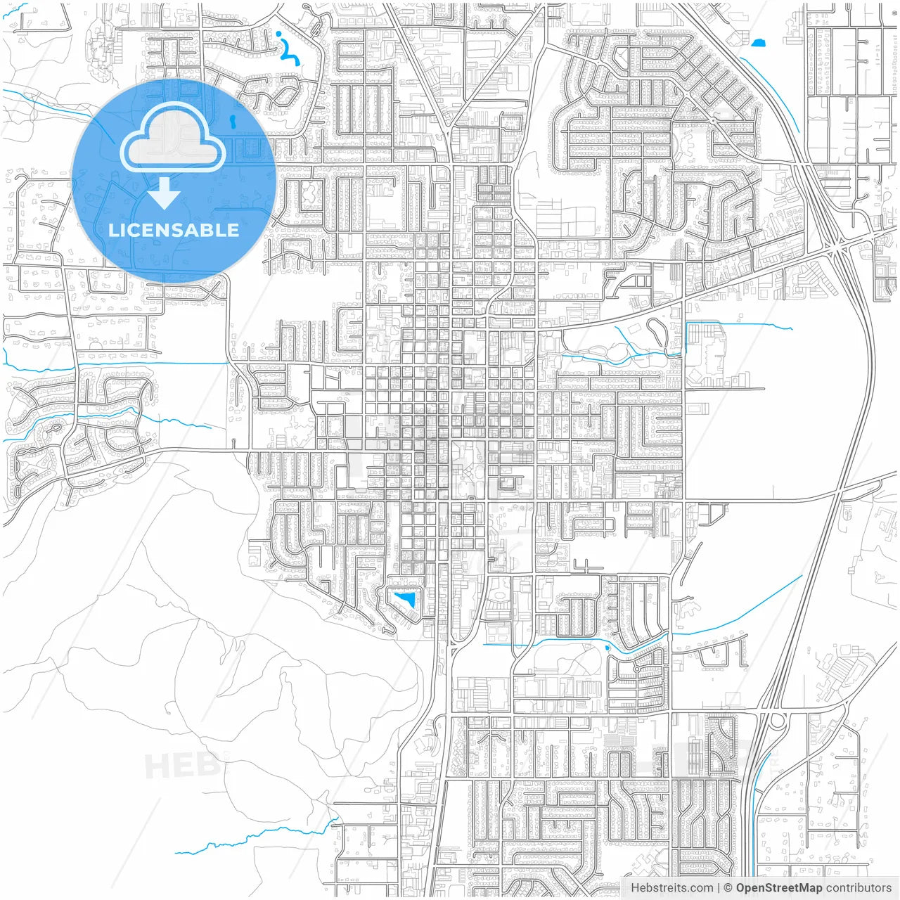 Carson City, Nevada, United States, city map with high resolution roads.
