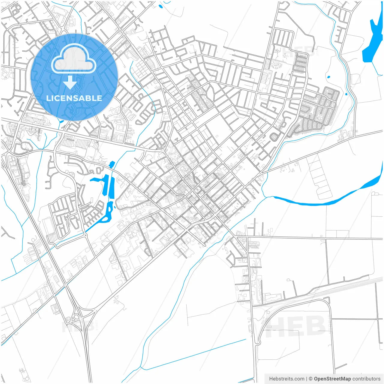 Watsonville, California, United States, city map with high resolution roads.