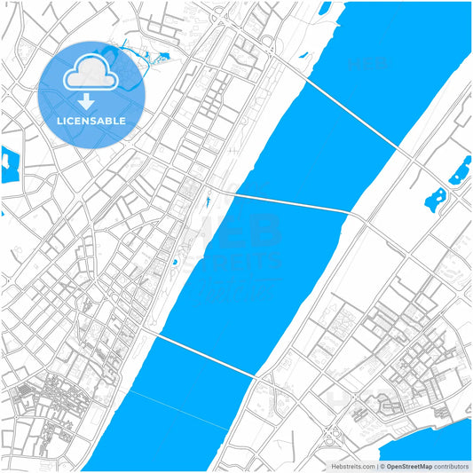 Wuhan, Hubei, China, city map with high resolution roads.