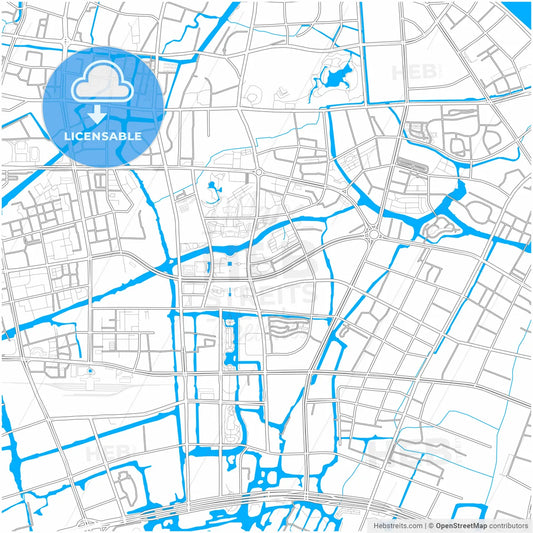 Wenzhou, Zhejiang, China, city map with high resolution roads.