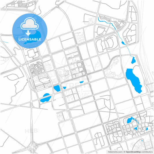 Kunming, Yunnan, China, city map with high resolution roads.