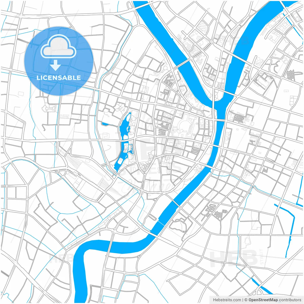 Ningbo, Zhejiang, China, city map with high resolution roads.