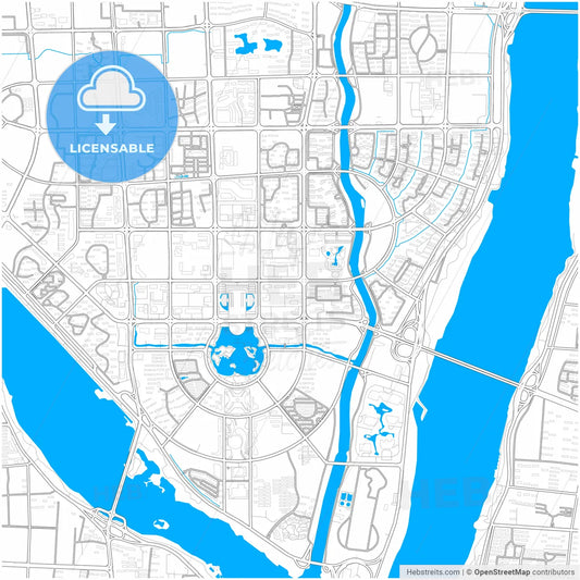 Linyi, Shandong, China, city map with high resolution roads.