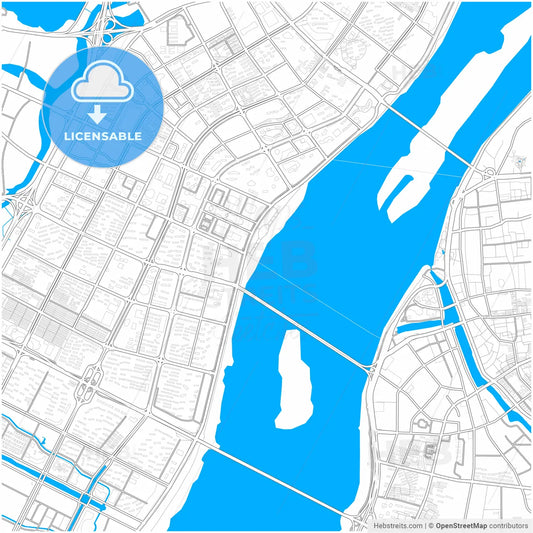 Nanchang, Jiangxi, China, city map with high resolution roads.