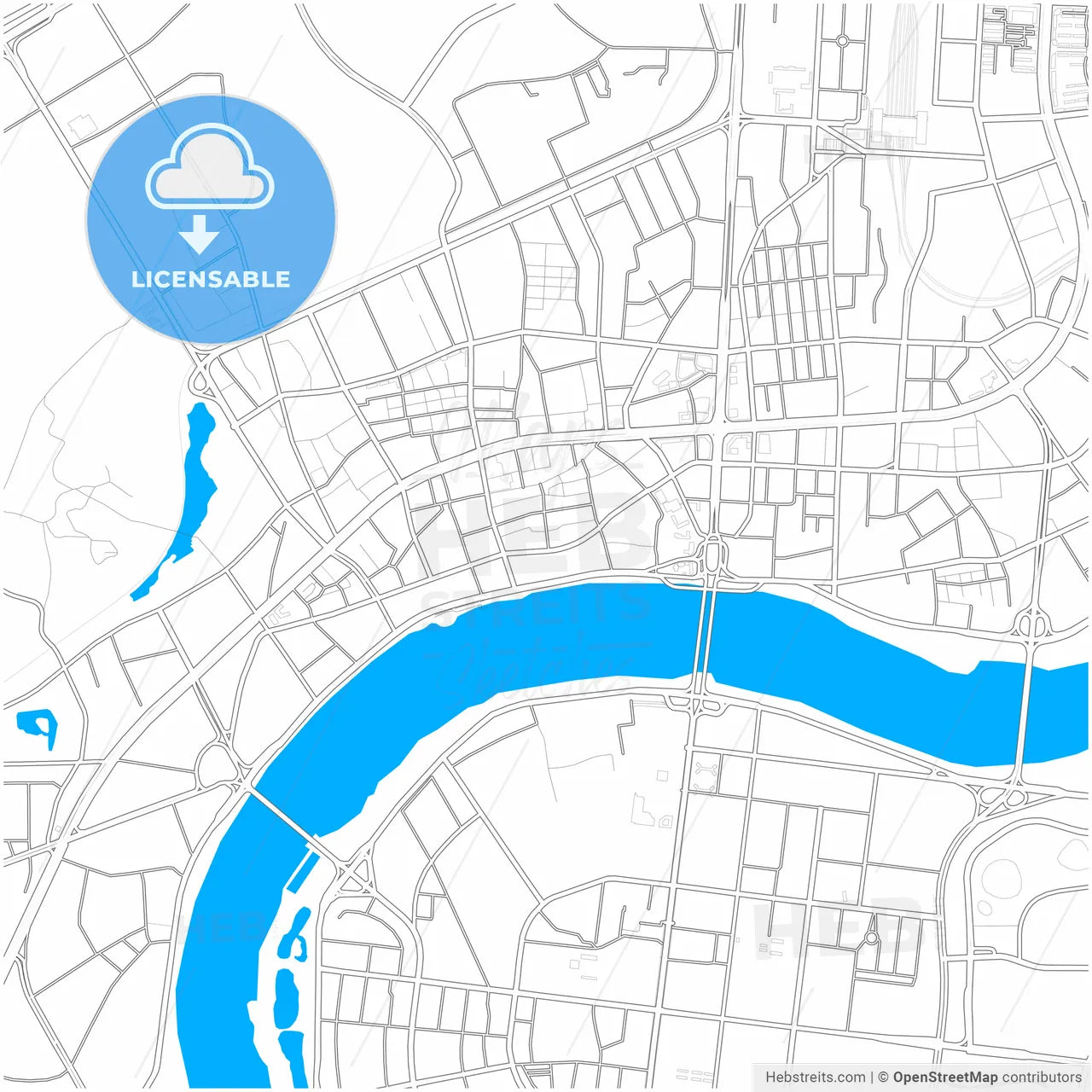 Jilin City, Jilin, China, city map with high resolution roads.