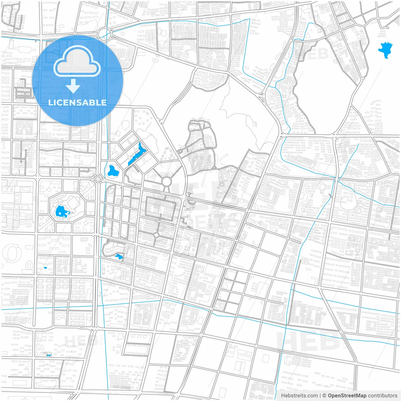 Taizhou, Zhejiang, China, city map with high resolution roads.