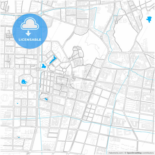 Taizhou, Zhejiang, China, city map with high resolution roads.