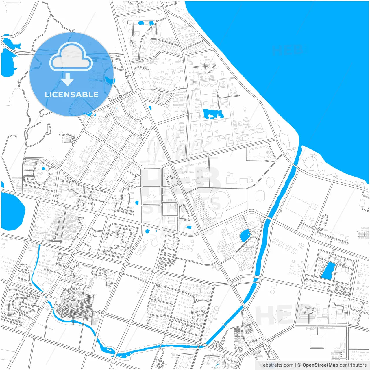 Yantai, Shandong, China, city map with high resolution roads.