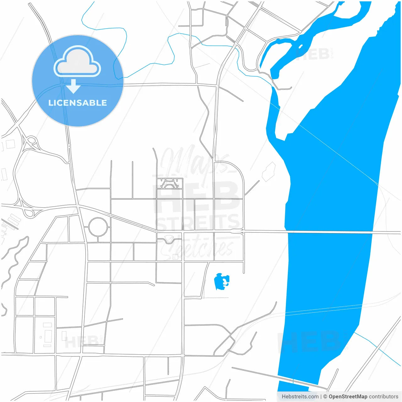 Nanchong, Sichuan, China, city map with high resolution roads.