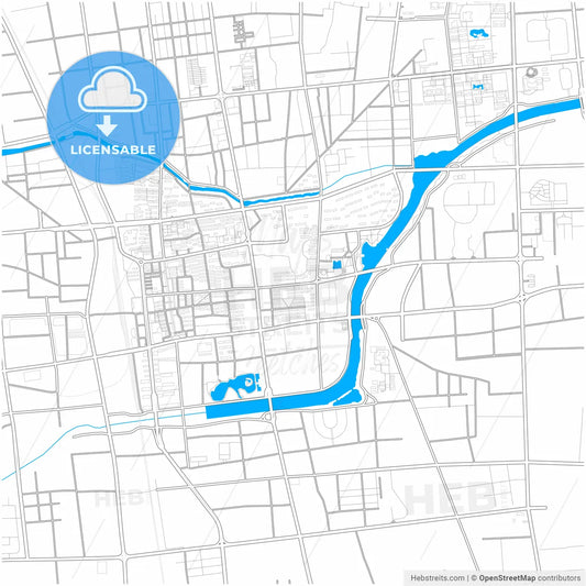 Tengzhou, Shandong, China, city map with high resolution roads.