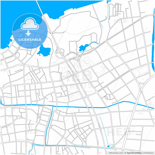 Jiangyin, Jiangsu, China, city map with high resolution roads.