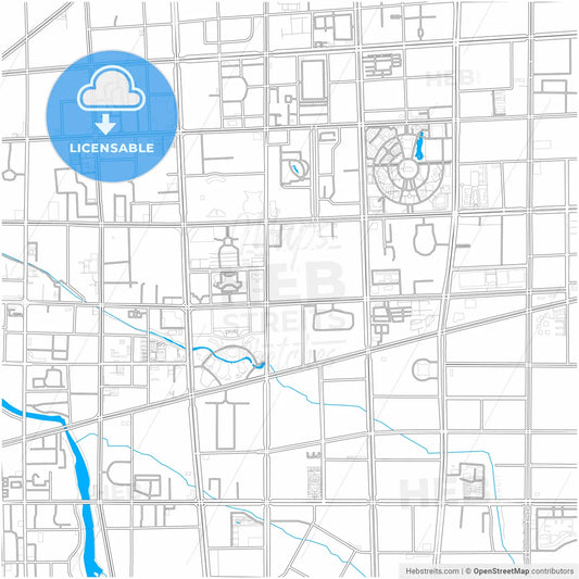 Weifang, Shandong, China, city map with high resolution roads.