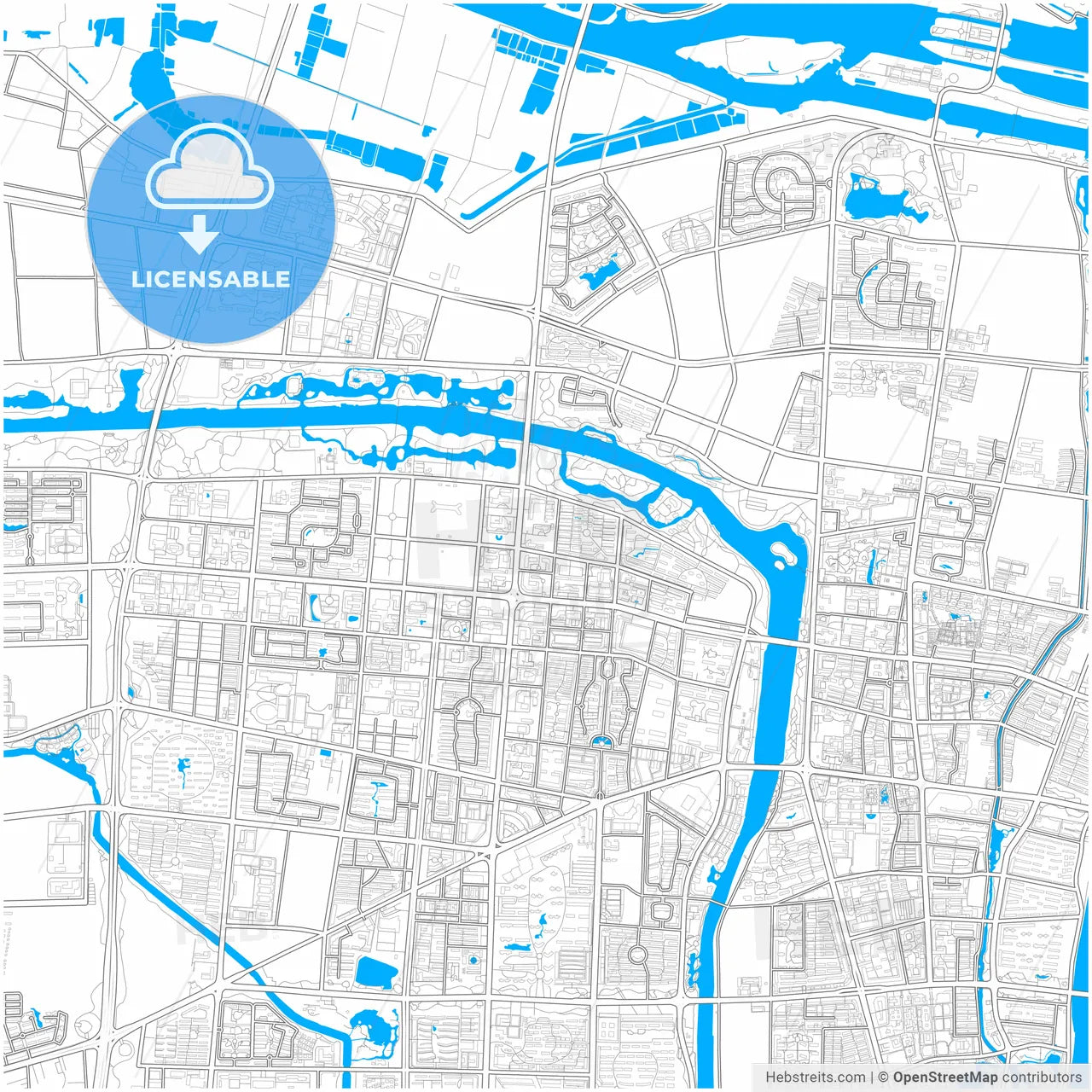 Suqian, Jiangsu, China, city map with high resolution roads.