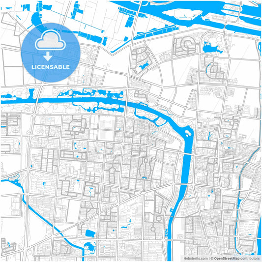 Suqian, Jiangsu, China, city map with high resolution roads.
