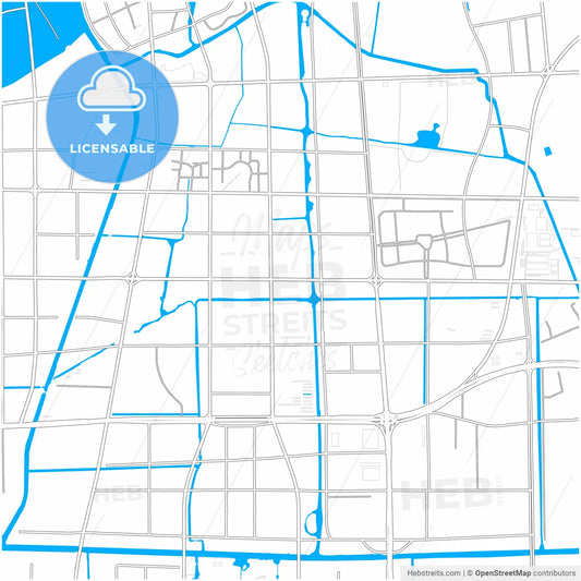 Taizhou, Jiangsu, China, city map with high resolution roads.