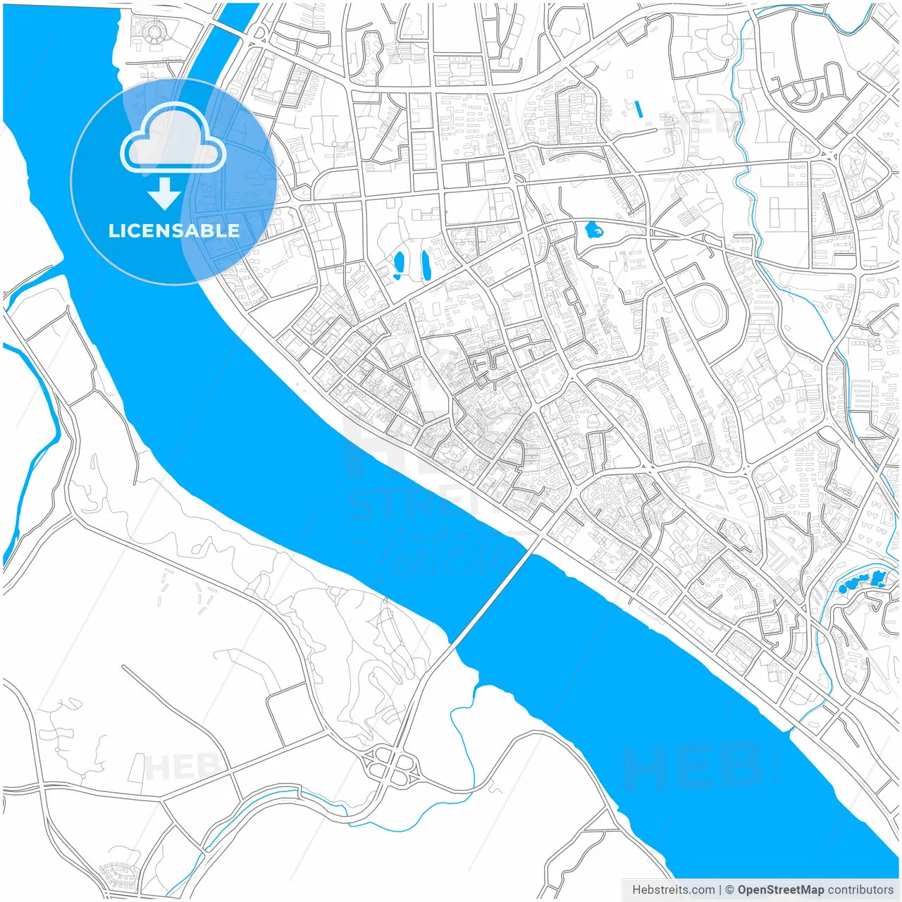Yichang, Hubei, China, city map with high resolution roads.