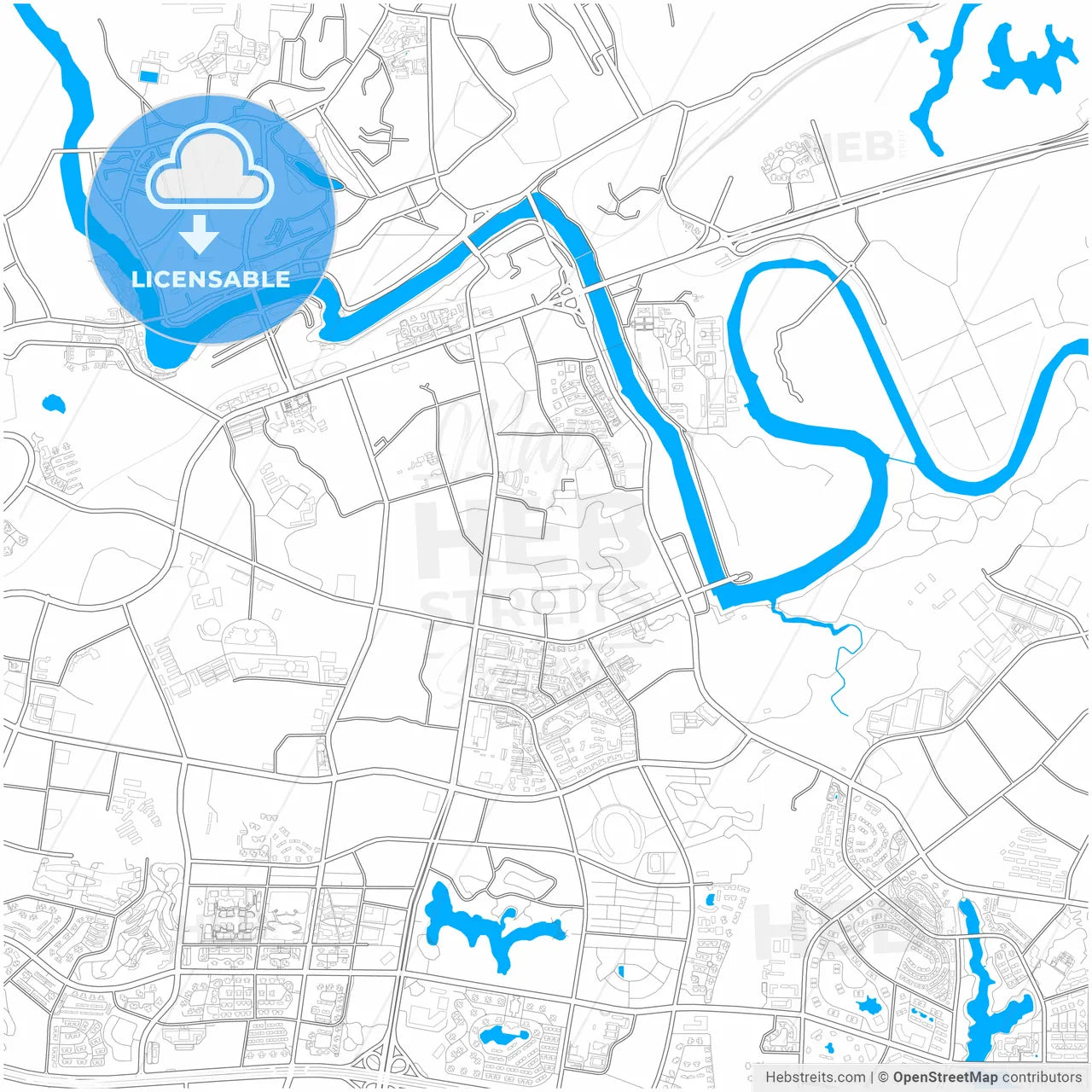 Zigong, Sichuan, China, city map with high resolution roads.