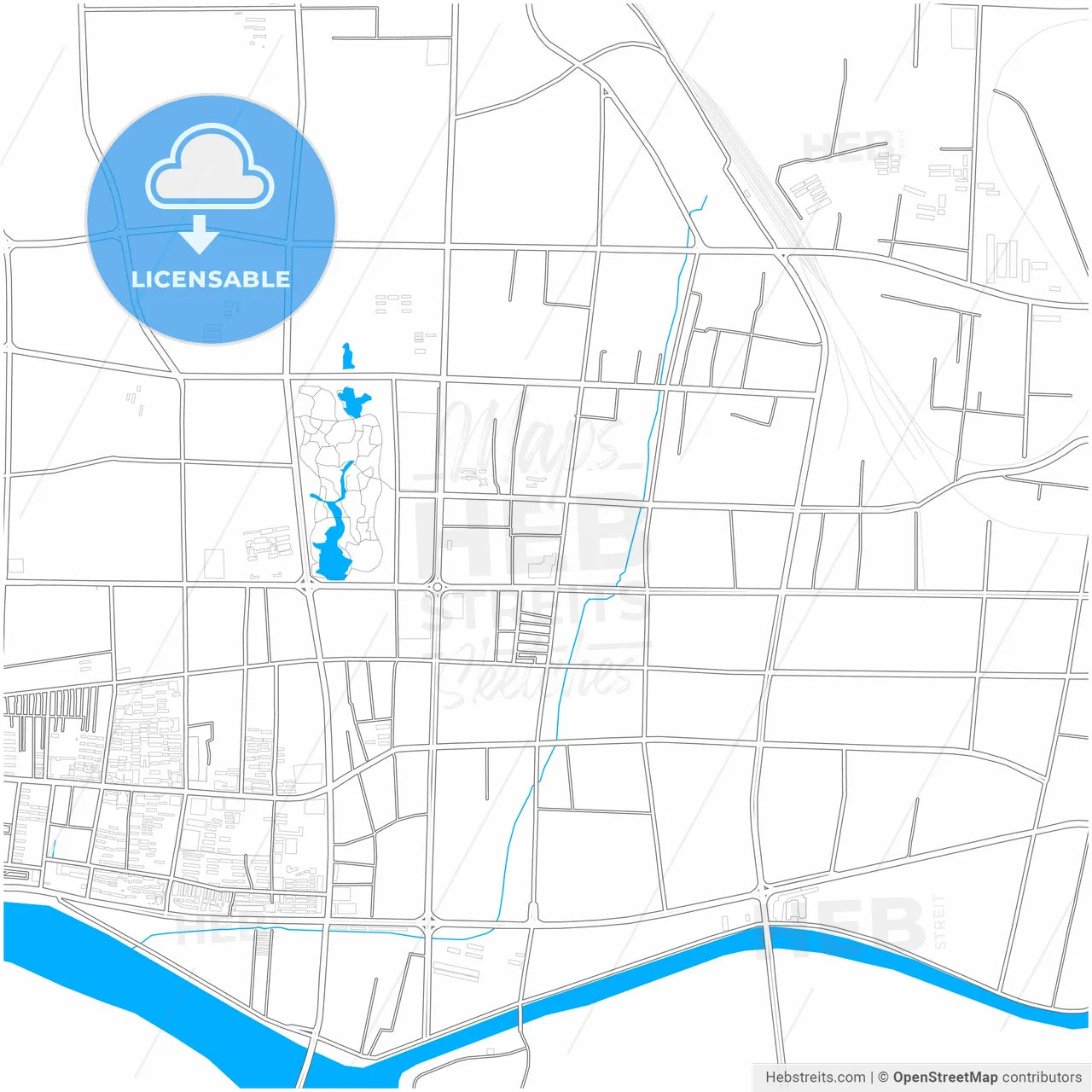 Laiwu, Shandong, China, city map with high resolution roads.